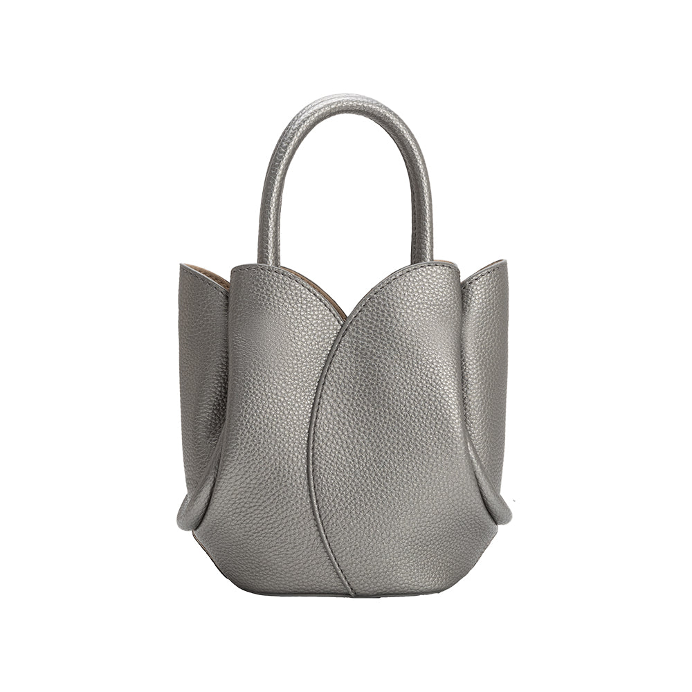 Mini Sac Tulipe Métallisé Étain Irène vue du produit 3