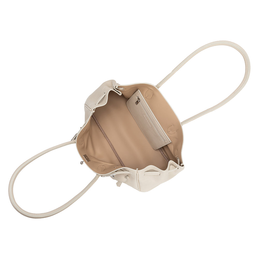Grand Sac Épaule Ouvert Poches Extérieures Ivoire Honorine vue du produit 4
