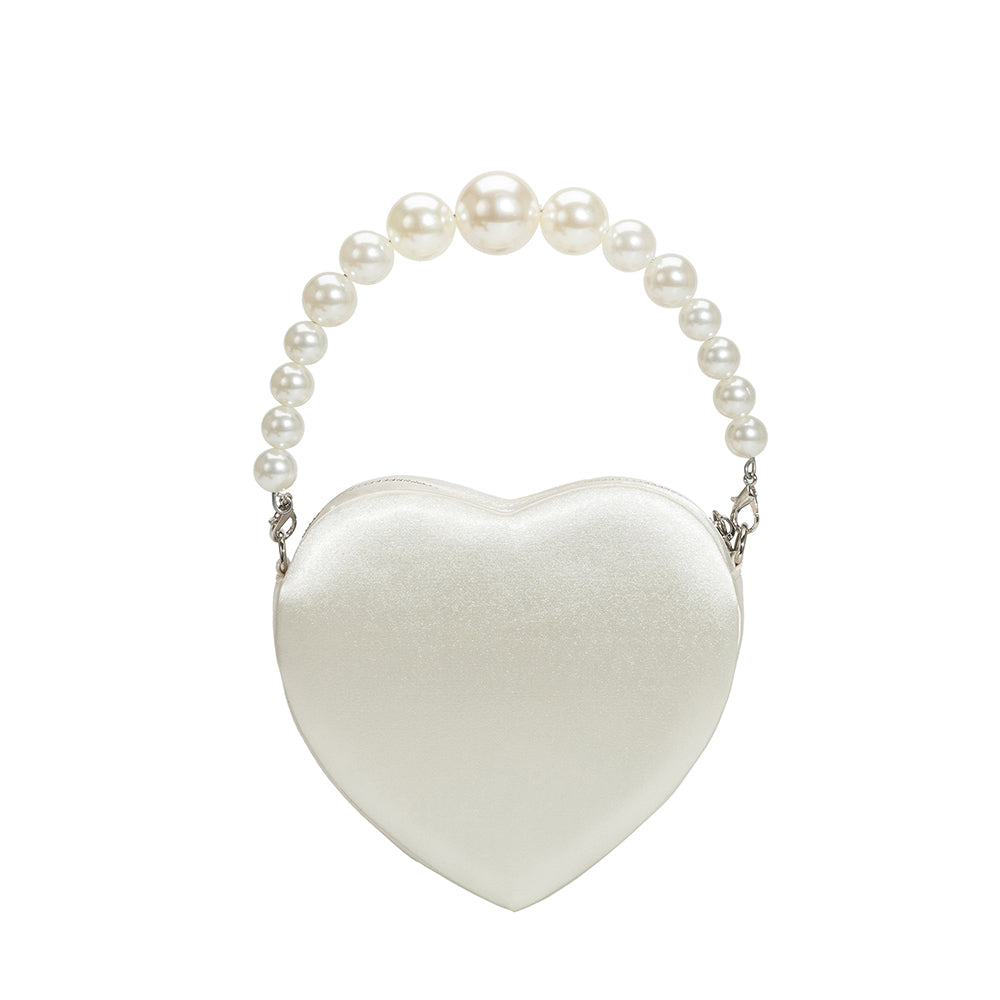 Mini Sac Cœur Anse Nacrée Blanc Sabine vue du produit 2