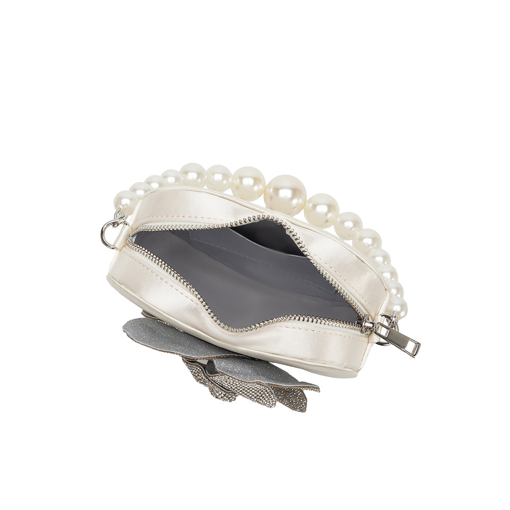 Mini Sac Cœur Anse Nacrée Blanc Sabine vue du produit 3